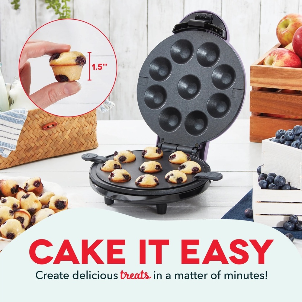 Dash Purple Express Mini Cupcake Muffin Maker New In Box Recipe Guide Included 🧁 - Picture 3 of 5
